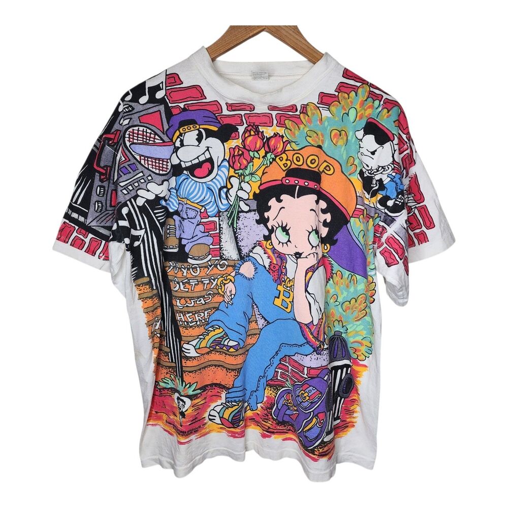 Vintage 90s Betty Boop Shirt There It Is AOP Large Single Stitch Hip Hop 1993